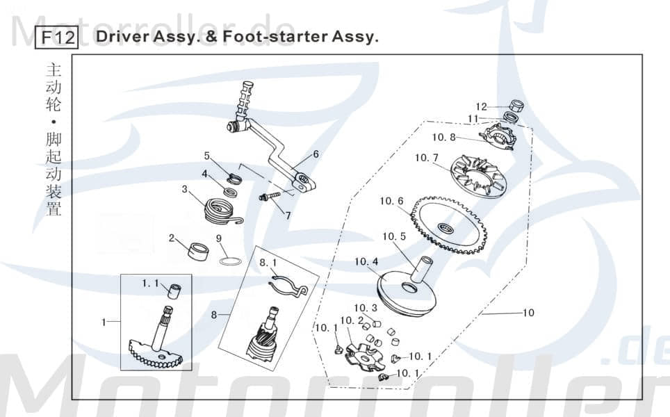 Flanschmutter M12x11mm verzinkt Baotian Roller GB-T6177.1-M12 Motorroller.de Sechskantmutter Bundmutter Sechskant-Mutter Flansch-Mutter Bund-Mutter
