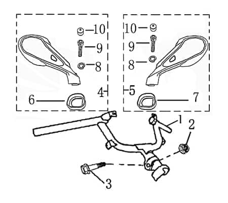 Lenker Spiegel Lenker Motorrad 50cc 2T Lenkung 706812