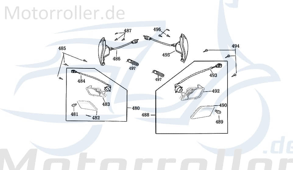 Rex Bergamo 50 Blinker Blinklicht 50ccm 4Takt 33450-F8-9000 Motorroller.de links vorn hinten Signalleuchte Blinkleuchte Fahrtrichtungsanzeiger Winker