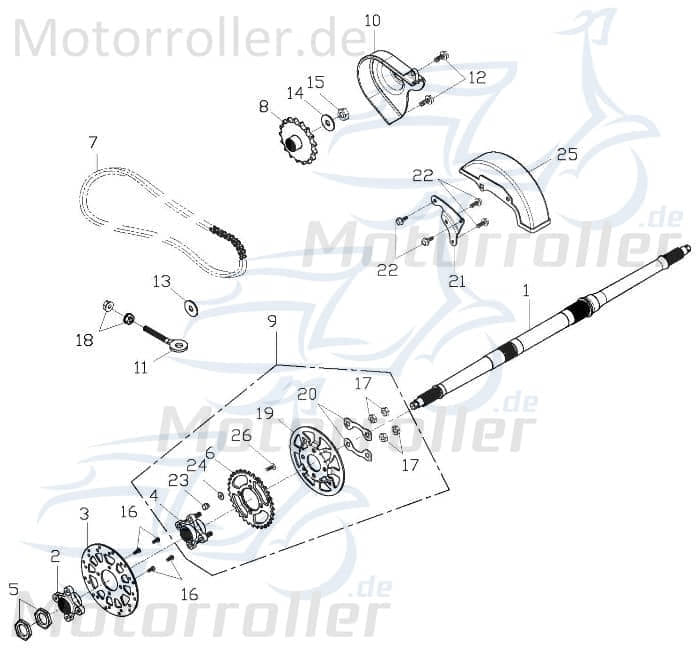 Adly Kette ATV 150 Sport Steuerkette Quad 150ccm 4Takt Motorroller.de Antriebskette Nockenwellenkette 150ccm-4Takt ATV 150 Crossroad UTV Ersatzteil