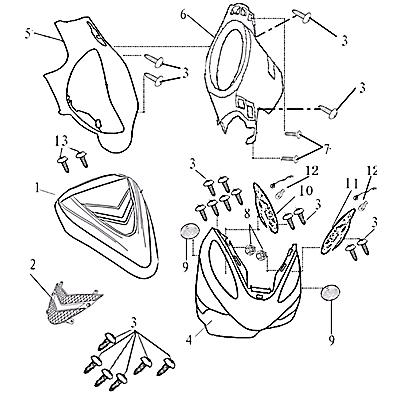 Scheinwerferverkleidung blau Frontschürze Frontverkleidung 700399