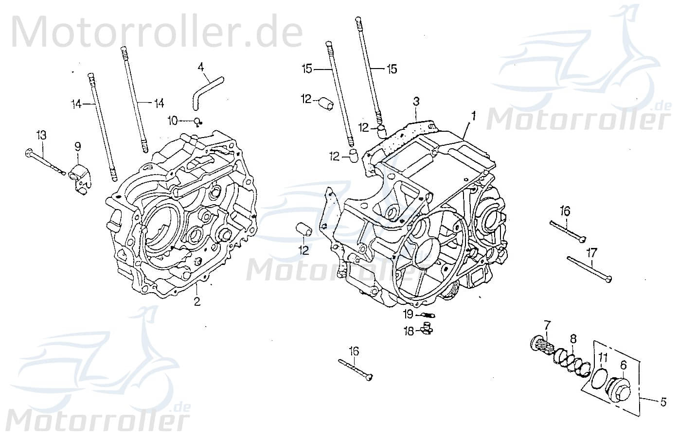 Rex Chopper 125 Dichtung Kurbelgehäuse 125ccm 4Takt 98548 Motorroller.de Abdichtung Dichtung-Kurbelgehäuse Scooter Ersatzteil Service