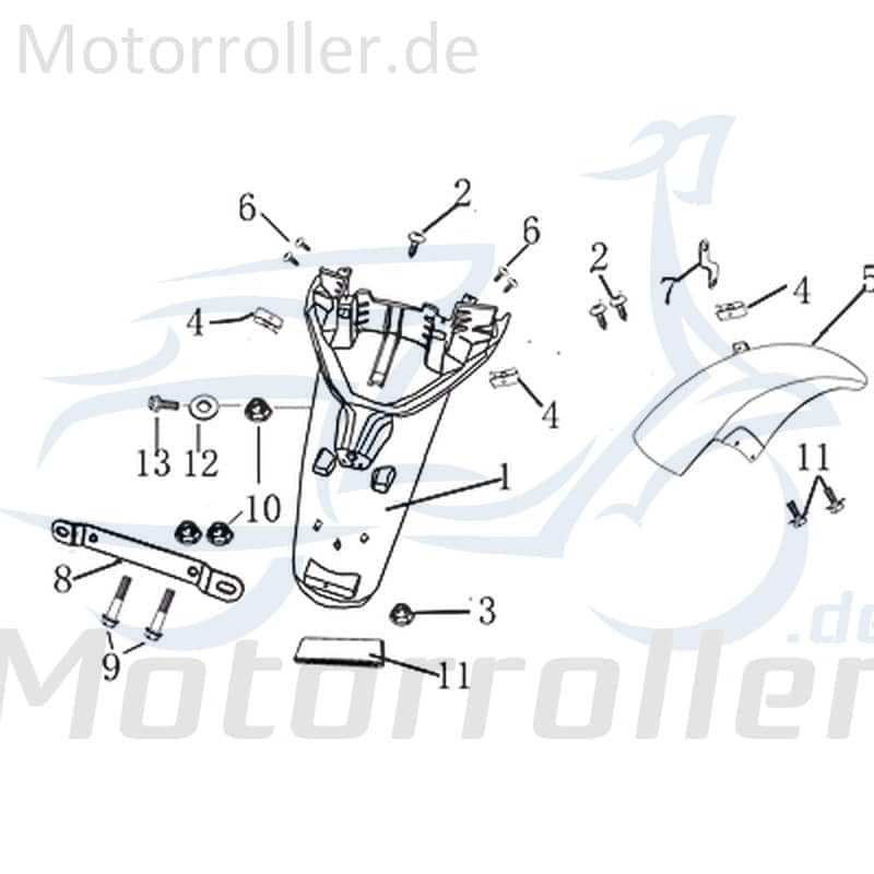 Kreidler Martinique 125 Kotflügel Roller 125ccm 4Takt 702593 Motorroller.de Spritzschutz Schutzblech Schutz-Blech Radabdeckung Innenkotflügel Radlauf
