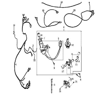 Schlosssatz Tankdeckel mit Belüftung 1 Stecker 4polig 706720 Motorroller.de abgedichtete Steckverbindung Tankverschluss Tank-Verschluss Tank-Deckel