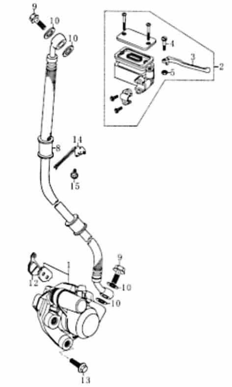 Rex RS125 QM125T-10D Bremssattel silber 82419 Bremszange Bremsblock Capriolo Kreidler RMC-G 125 Florett