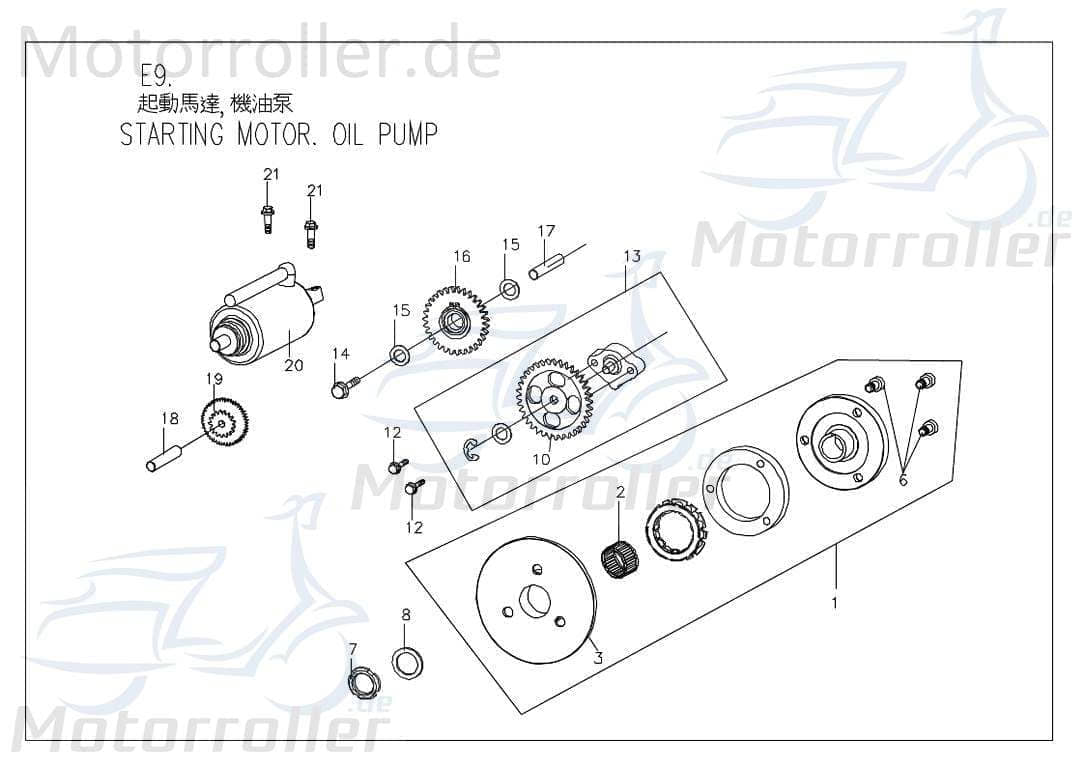 PGO Bugrider 200 Anlasserfreilauf 200ccm-4Takt Buggy 200ccm 4Takt C72430000001 Motorroller.de Anlasser-Freilauf Starterkupplung Elektrostartfreilauf