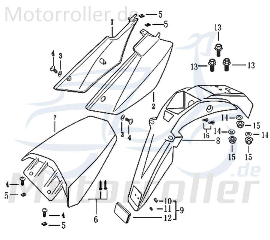 Seitenverkleidung links Kreidler Supermoto 50 DD 733317 Motorroller.de Seitenleiste Seitenabdeckung Seitenteil Motorrad