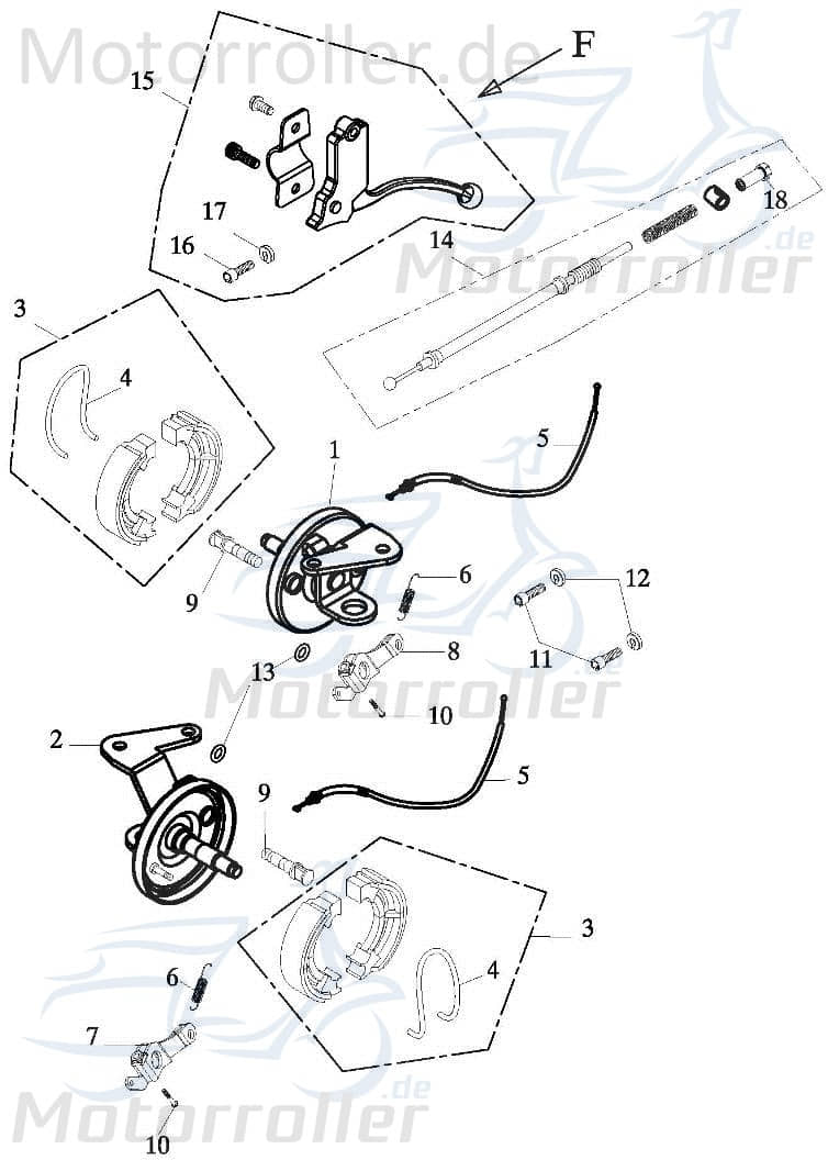 Adly Bremszug vorn GK 125 Bowdenzug Bremsleitung 45450-168-00A Motorroller.de Seilzug Bautenzug Bremsseil Bremskabel Brems-Zug Brems-Leitung