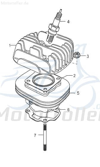 Eppella Eppelino 50 Dichtung Zylinderfuß 50ccm 2Takt FIG.-01-NO.-06 Motorroller.de Fußdichtung Zylinderdichtung ZylinderFußdichtung unten 1E40QMB