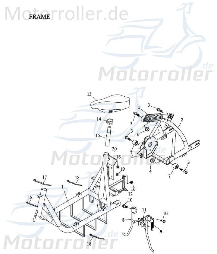 Adly Fun Cruiser FC 20 Halteclip 50ccm elektro 51150-165-000 Motorroller.de Sitzklemme / Scooter Ersatzteil Service Inpektion Direktimport