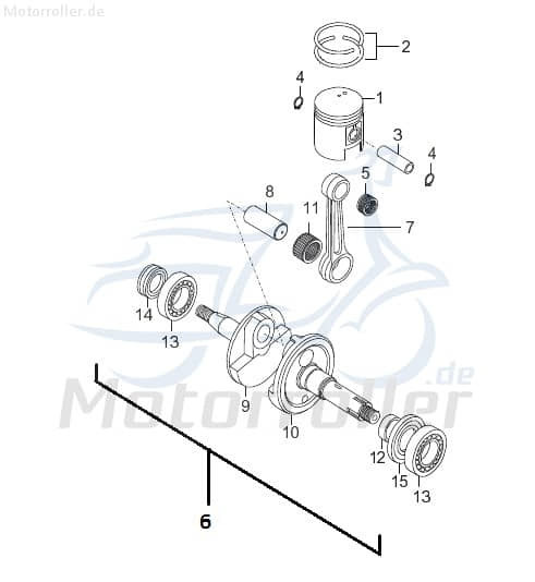 Sundiro XDZ 50 TA Nadellager Roller 50ccm 2Takt 2D39242-10y Motorroller.de Rollenlager Rollen-Lager Walzenlager Kolbenbolzenlager Nadel-Lager 1E40QMB