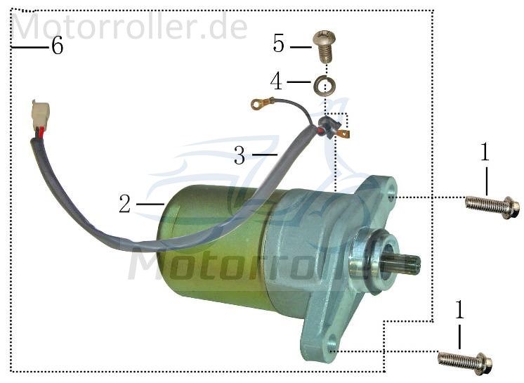Schraube M6x22mm verzinkt Qingqi SC 125 Scooter FIG.E5-7 Motorroller.de Bundschraube Maschinenschraube Flanschschraube Flansch-Schraube Bund-Schraube