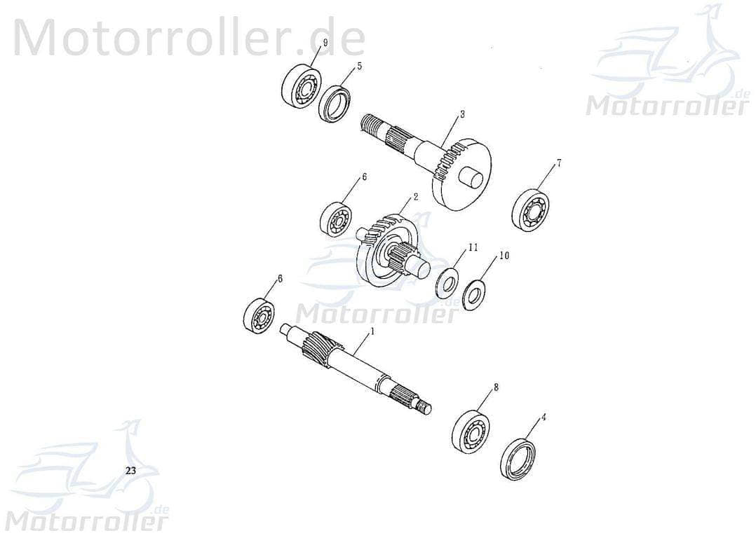 Getriebeeingangswelle Rex Scooter 50 2Takt 72200 Motorroller.de Welle-Getriebe Getriebewelle Antriebs-Achse Kreidler Flory 50