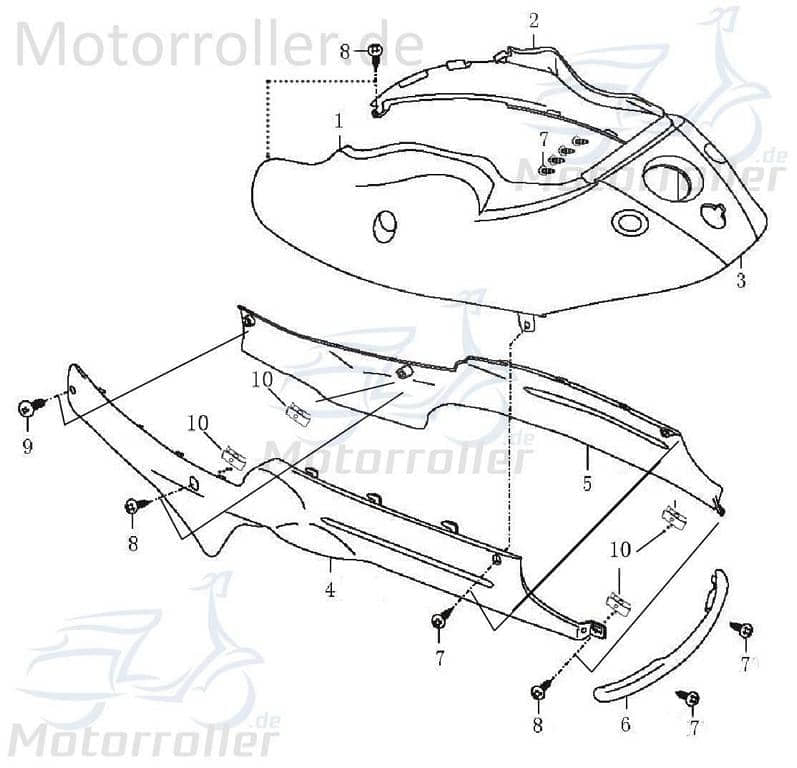 AGM GMX 450 One Tankabdeckung Roller 50ccm 4Takt 1020311-1-S Motorroller.de Tank-Cover Tankdeckel-Abdeckung Tankverkleidung Tank-Abdeckung 139QMB