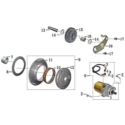 Anlasserfreilauf Anlasserzahnkranz 2T 50cc 1E40QMB 3113