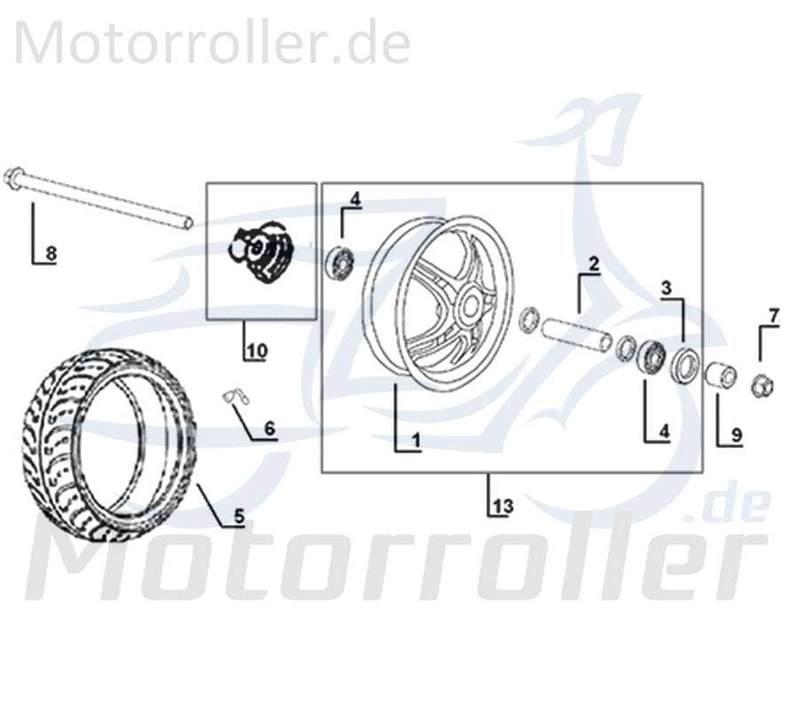 Kreidler Galactica 3.0 LC 50 DD Distanzbuchse Vorderrad 12x20x21 741498 Motorroller.de Distanzhülse Distanzring Radlager vorne