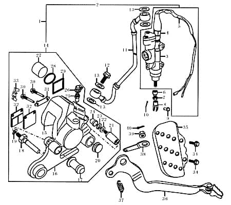 Kreidler DICE GS/SM 125i Bremspedal Hinterradbremse Scheibenbremse 89886 Rex Enduro Supermoto 125 DD Fußbremse Fußbremshebel