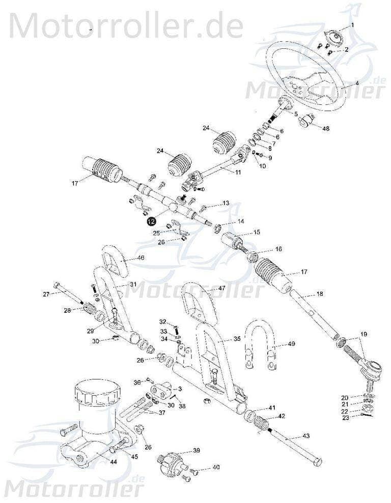Lenkgetriebe Tongjiang Strassenbuggy 250 84.000.014 Zahnstangenlenkung Eppella ECM TBM Kasea Wangye Hammerhead Buggy Lenkung