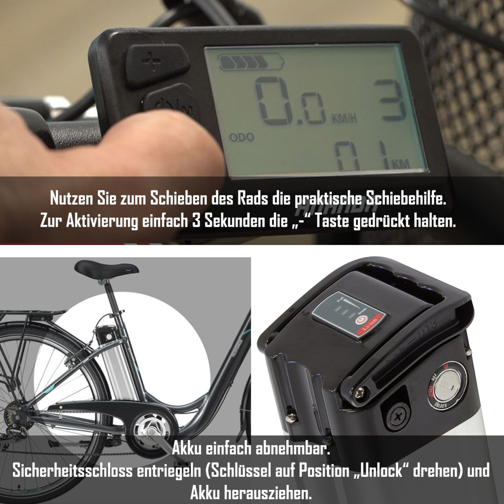 E-Bike Telefunken RC840 Multitalent Elektrofahrrad City-Pedelec anthrazit 28" RH 48cm E-Fahrrad Citybike