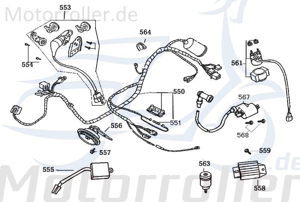 Rex Bergamo 50 Hupe 12V Signalhorn Roller 50ccm 4Takt 740437 Motorroller.de Signal-Horn Töte Hupsignal Hup-Signal 50ccm-4Takt Scooter Znen Ersatzteil
