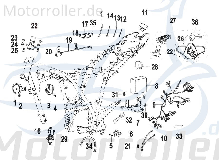 SMC Hupe 12V Keeway RKV 125 Signalhorn Roller 95100K670001 Motorroller.de Signal-Horn Töte Hupsignal Hup-Signal 125ccm-4Takt Kreidler Insignio 125 2.0