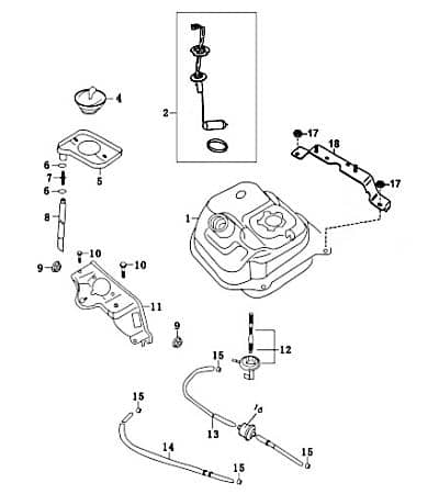 Qingqi RS 425 Umbausatz Benzintank 50ccm 2Takt FIG29-1 Motorroller.de Umbaukit Umbauset Scooter Kreidler Ersatzteil
