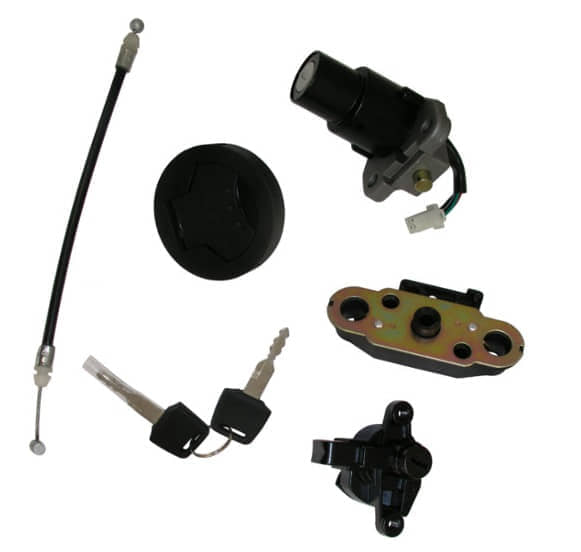 Schlosssatz Tank-Verschluss Tank-Deckel Schloss-Set 733377 Motorroller.de Tankverschluss Zünd-Schloss Schlossgarnitur Zündschlosssatz Schlössersatz