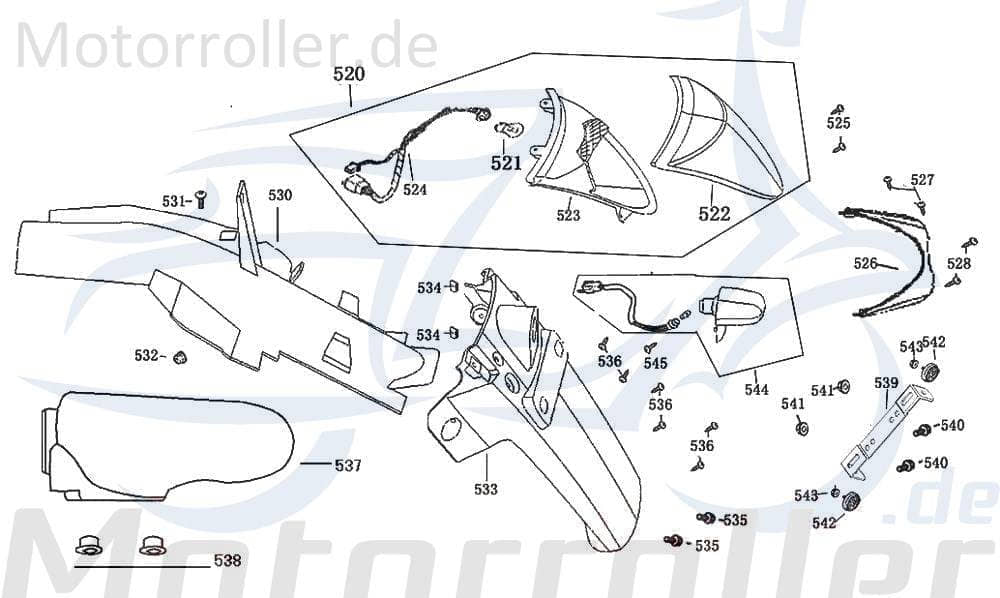 Rex Bergamo 50 Chromblende Roller 50ccm 4Takt 83756-F8-9000 Motorroller.de Rücklicht Designblende verchromt 50ccm-4Takt Scooter Ersatzteil Service