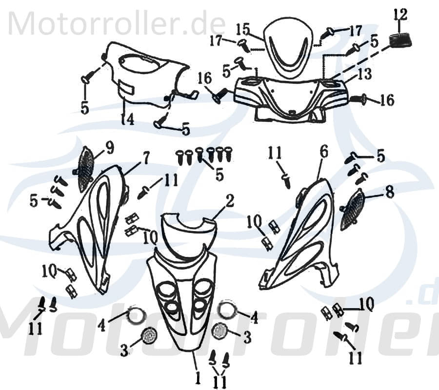Frontverkleidung weiß Regenschutz Motorroller 701185