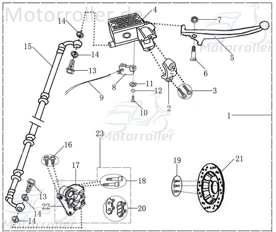 Bundschraube M6x22mm mit Bund verzinkt Rex RS450 50ccm 4Takt Motorroller.de Maschinenschraube Flanschschraube Flansch-Schraube Maschinen-Schraube