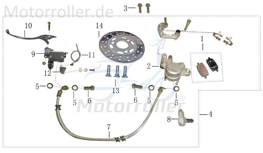 Adly Noble 125 Bremsscheibe vorn Roller 50ccm 4Takt 78081312 Motorroller.de Scheibenbremse Bremsplatte 139QMB Scooter AGM GMX 450 One JSD50QT-13