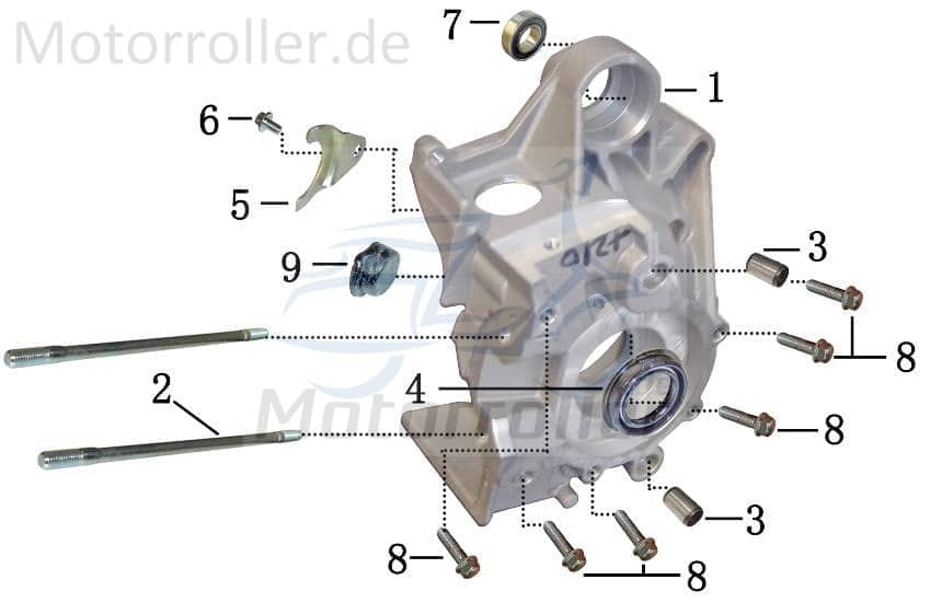 Kurbelgehäuse rechts bis Bj. 2008 1E40QMB AGM 50ccm 2Takt Motorroller.de Motorgehäuse Motorblock Scooter Fighter 50 One Fighter 50 Sport Ersatzteil