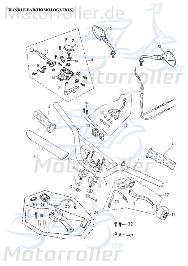 Adly Lenkerarmatur links ATV 50 II Utility XXL AC 50ccm 2Takt Motorroller.de Schaltergehäuse Kombischalter Schaltereinheit Schalterelement 50ccm-2Takt