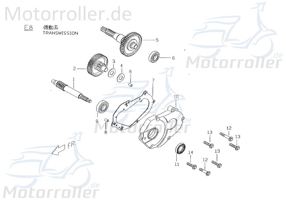 PGO Antriebswelle 13 Zähne Big Max 50 Roller 50ccm 2Takt Motorroller.de Antriebsachse Ausgangswelle Getriebeausgangswelle Getriebewelle Eingangswelle