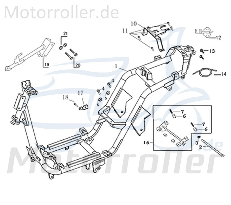 Flanschschraube M6x55mm Maschinenschraube Scooter 741591 Motorroller.de Bundschraube Flansch-Schraube Maschinen-Schraube Bund-Schraube