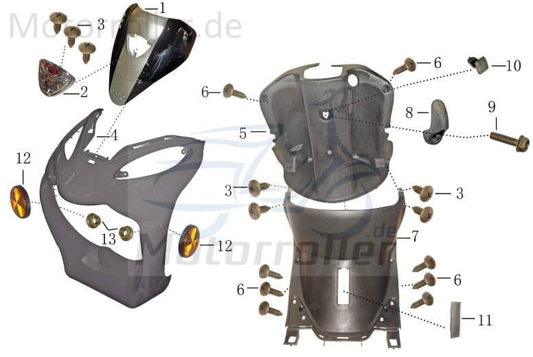 AGM GMX 450 One Abdeckung Fahrgestellnummer 50ccm 4Takt YY50QT014007-S Motorroller.de Kappe Deckel Schutz Verkleidung Platte Cover Blende Schutzhaube