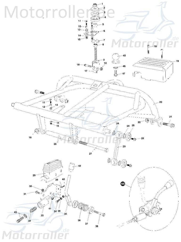 Bundmutter M6x35 Tongjian Strassenbuggy 150 II 150ccm 4Takt Motorroller.de Sechskantmutter Flanschmutter Sechskant-Mutter Flansch-Mutter Bund-Mutter