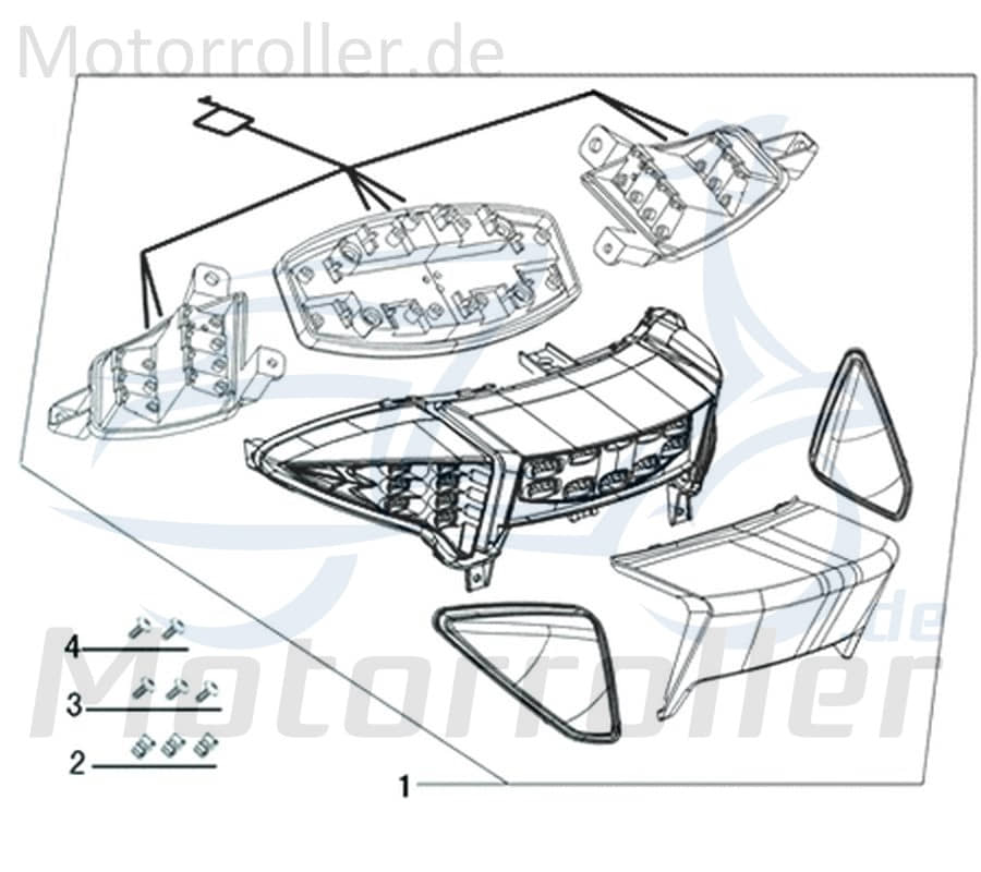 Kreidler Galactica 3.0 LC 50 DD Rücklicht 50ccm 2Takt 33700-ABA9-9000 Motorroller.de Rückstrahler Rück-Leuchte Rückleuchteneinheit Rückleuchtenbereich