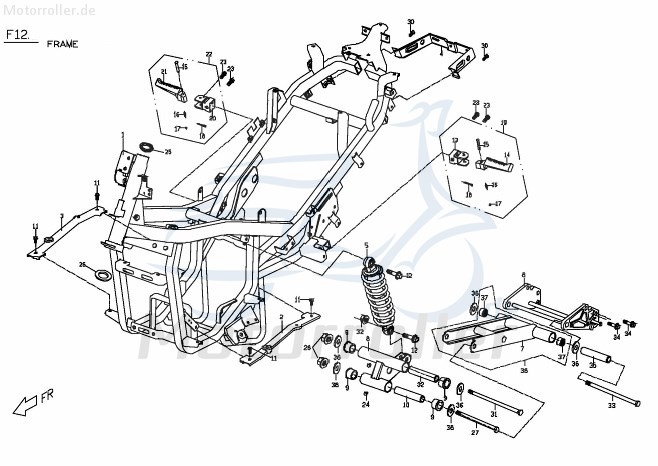PGO Buchse Halter Hinterachse Bugrider 250 Hülse X0481130000 Motorroller.de Distanzhülse Distanzbuchse Passhülse Passbuchse Hinterradschwinge