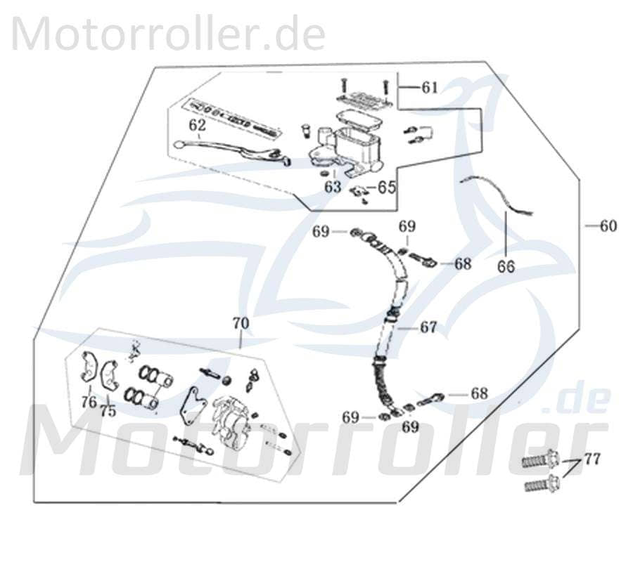 Kreidler Flory 50 125 Classic Bremsschlauch vorne 740069 Motorroller.de Bremsleitung Hydraulikschlauch Hydraulikschlauch Vorderradbremse Original