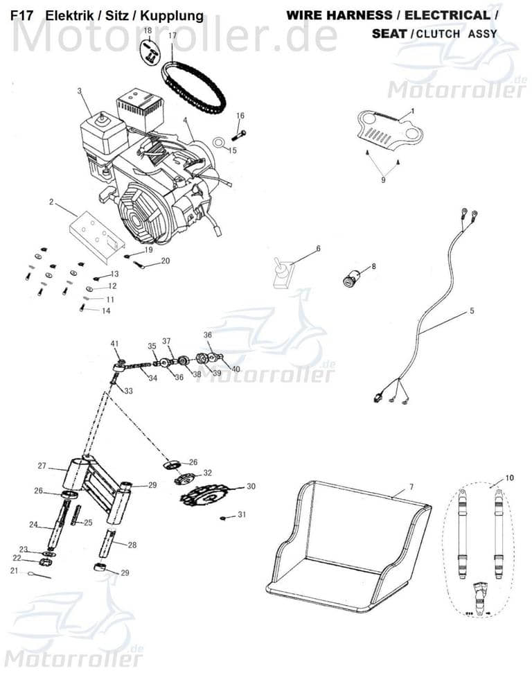 Tongjian Kinderbuggy Sitzbank 6.000.176 Sitz Eppella ECM Kasea TBM Wangye Minibuggy Original Ersatzteil