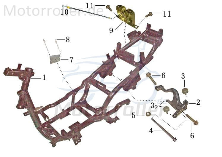 Schraube Motoraufhängung M12x1.25x275mm verzinkt 50ccm 2Takt Motorroller.de Bundschraube Maschinenschraube Flanschschraube Flansch-Schraube Scooter