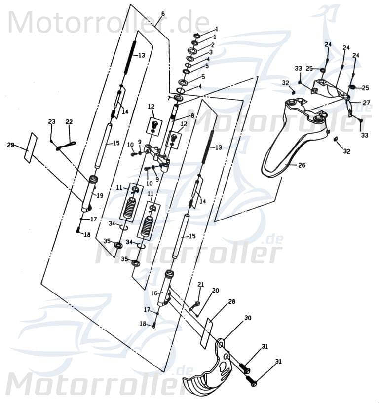 PGO PMX 110 Kotflügel vorn gelb Spritzschutz Schutzblech 110ccm 2Takt P2632000220 Motorroller.de Schutz-Blech Radabdeckung Innenkotflügel Radlauf