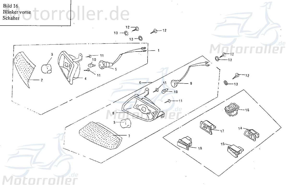 Schalter Anlasser Starter 3er Stecker Sundiro FIG. 0416 NO. 15 Anlasserschalter Starterschalter Zündschalter E-Starter