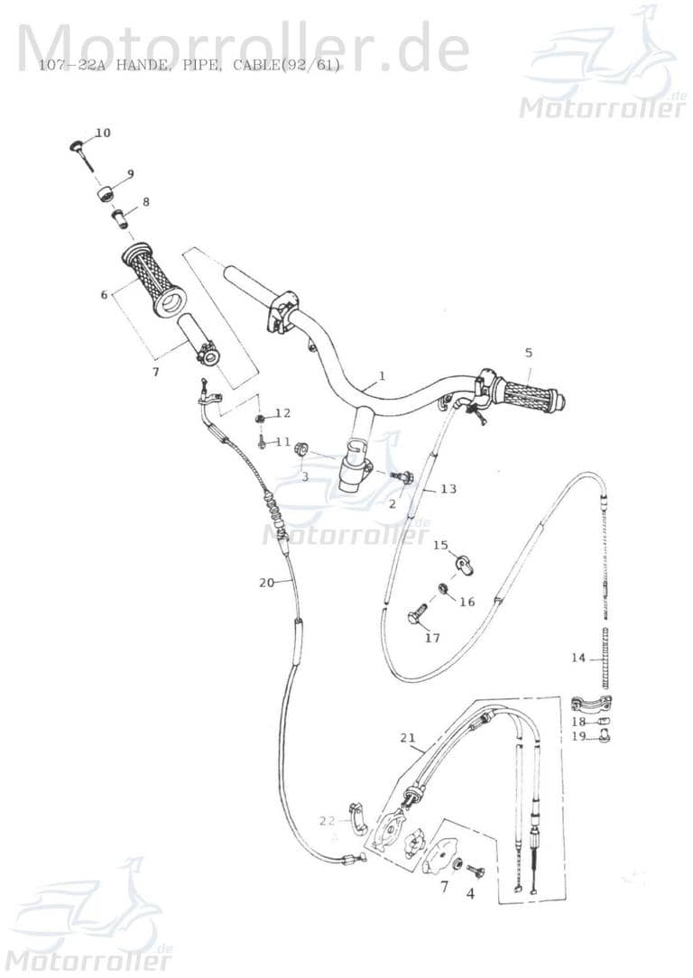 Adly Gaszugunterteil Scoody 50 2 Roller Scooter 50ccm 2Takt Motorroller.de 50ccm-2Takt AT 50 2 Ersatzteil Service Inpektion Direktimport
