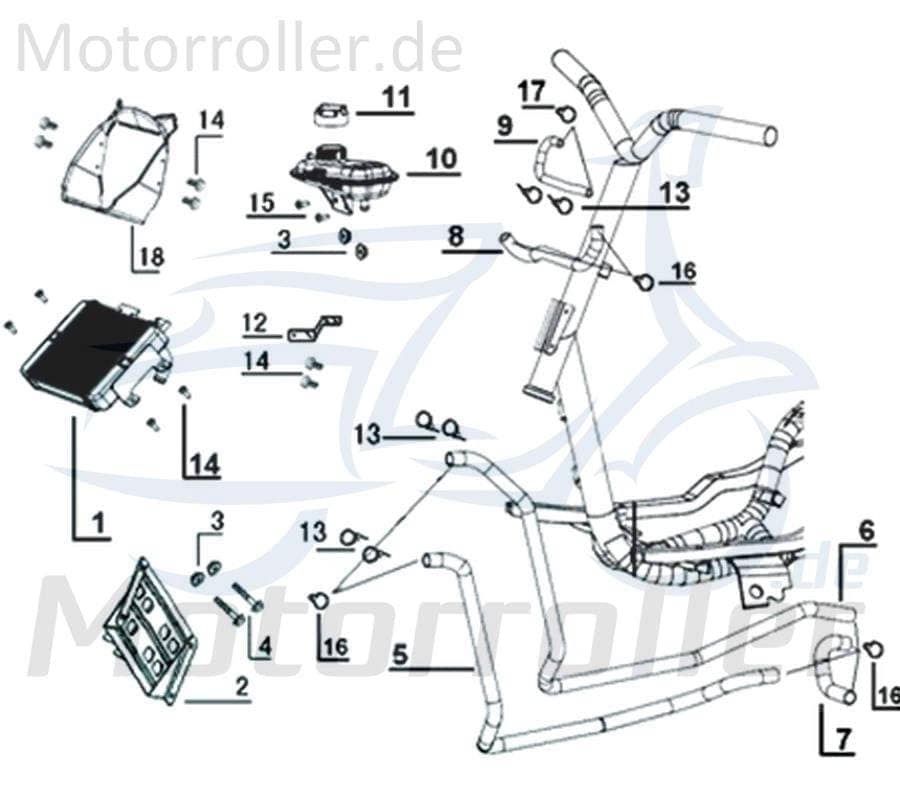 Kreidler Galactica 3.0 LC 50 Halter Kühler 741462 Motorroller.de Befestigung Halterung Haltebügel Halteblech Halte-Blech Halte-Bügel