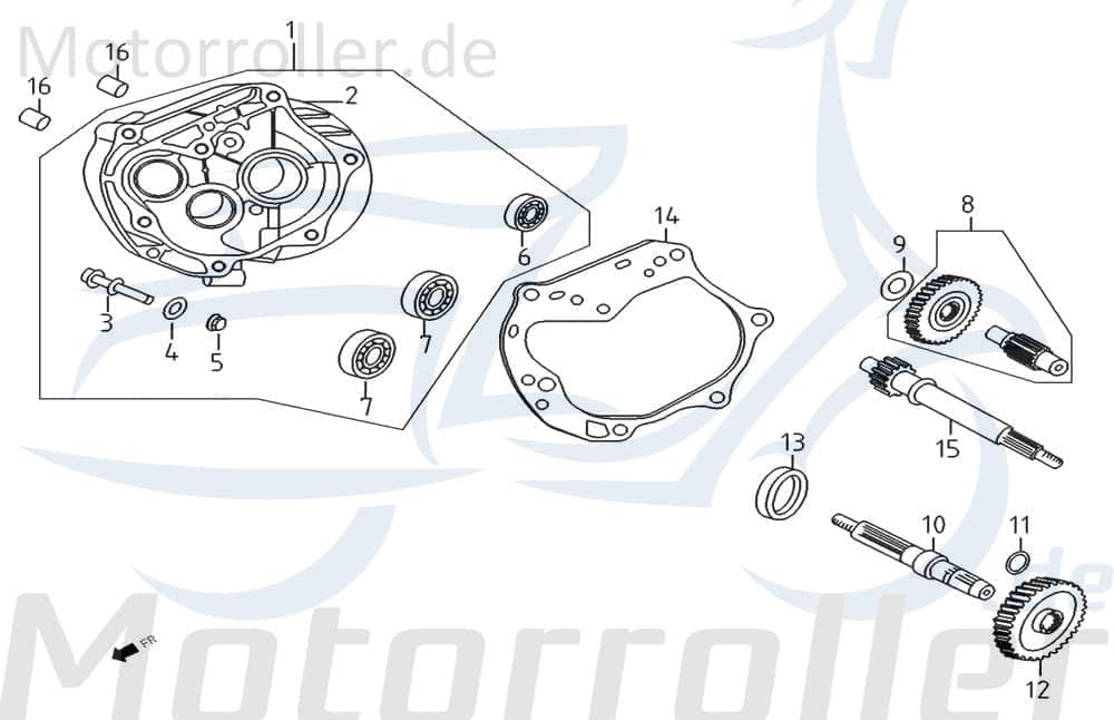 PGO Stranger 50 Zahnrad 15/52Z Ausgangswelle E0908 Motorroller.de Benzhou Yiying Getriebe Zwischenrad Ritzel Getrieberad