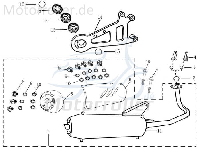 Schraube M8x1.25x20mm mit Bund verzinkt AGM 50ccm 2Takt Motorroller.de Bundschraube Maschinenschraube Flanschschraube Flansch-Schraube Bund-Schraube
