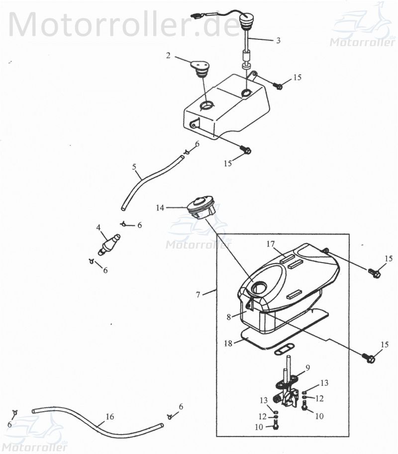 Adly RT 50 Road Trace Benzintank 50ccm 2Takt 17511-154-000 Motorroller.de Benzin-Tank Kraftstoff-Tank Benzin-Behälter Benzinbehälter Kaftstoffbehälter