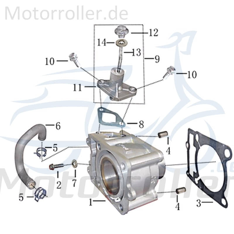 Passhülse 10x14mm Durchmesser 250ccm 4Takt Jonway 704909 Motorroller.de Passbuchse Distanzhülse Distanz-Hülse Distanzbuchse Abstandshülse 250ccm-4Takt